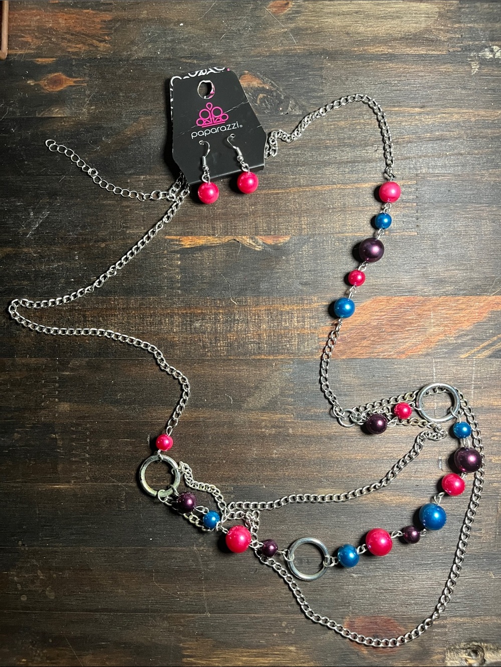⭐️3/$15⭐️ paparazzi Pink Blue Purple Layered Bead Necklace with Earrings